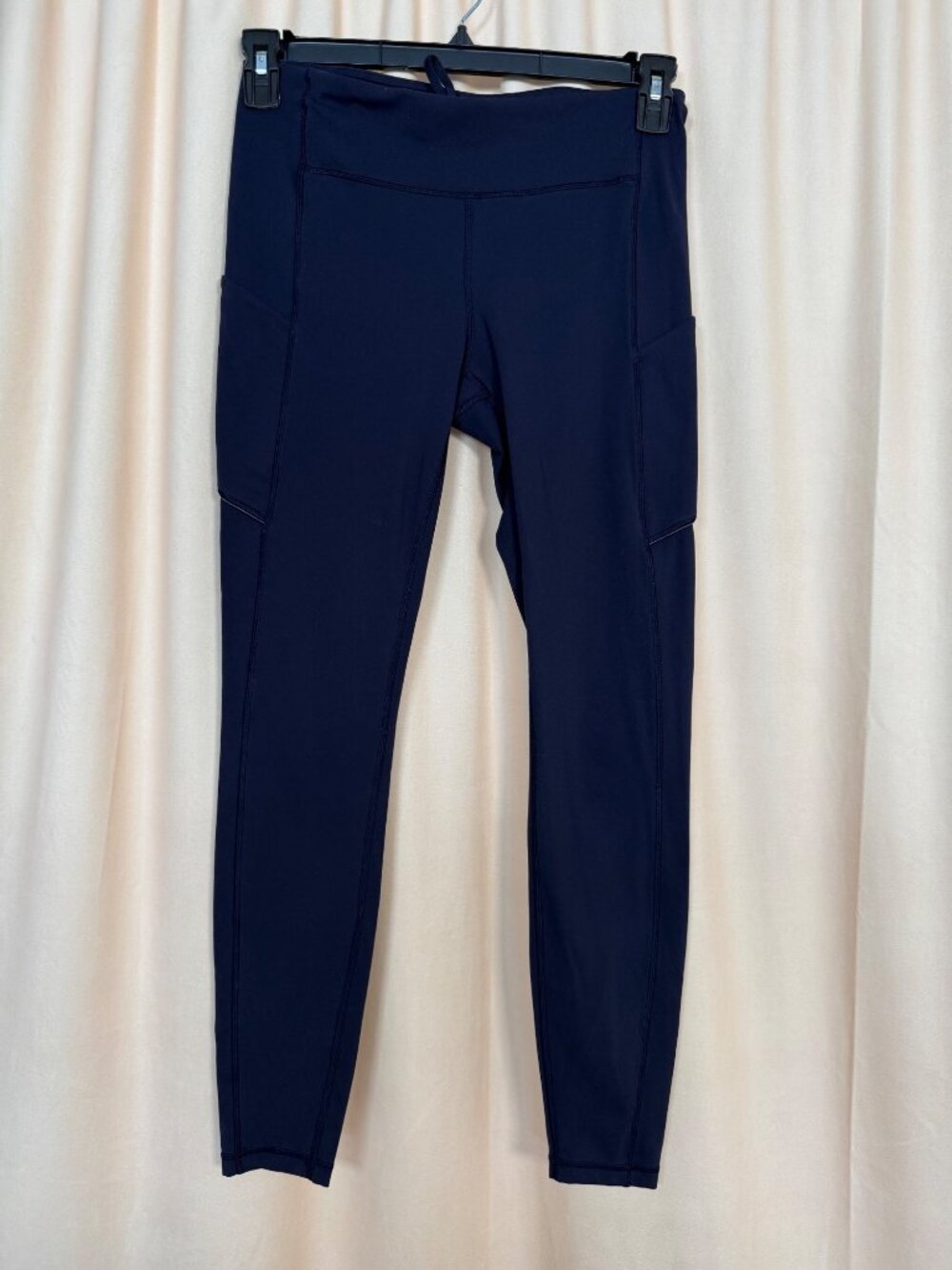 Lululemon Align Leggings Pockets & Back Zipper Size 8 Navy Athleisure Activewear